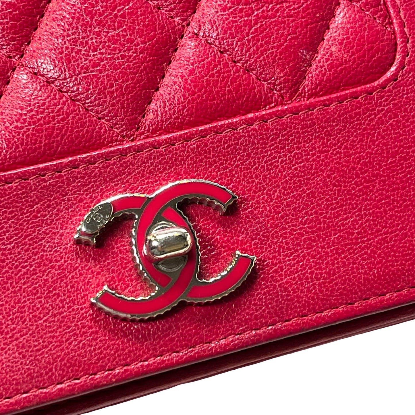 Used CHANEL Quilted Leather Wallet On Chain (WOC) Wallet on chain Red PHW