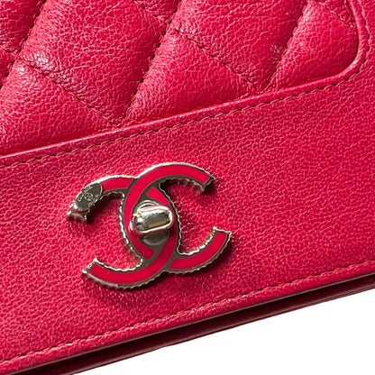 Used CHANEL Quilted Leather Wallet On Chain (WOC) Wallet on chain Red PHW