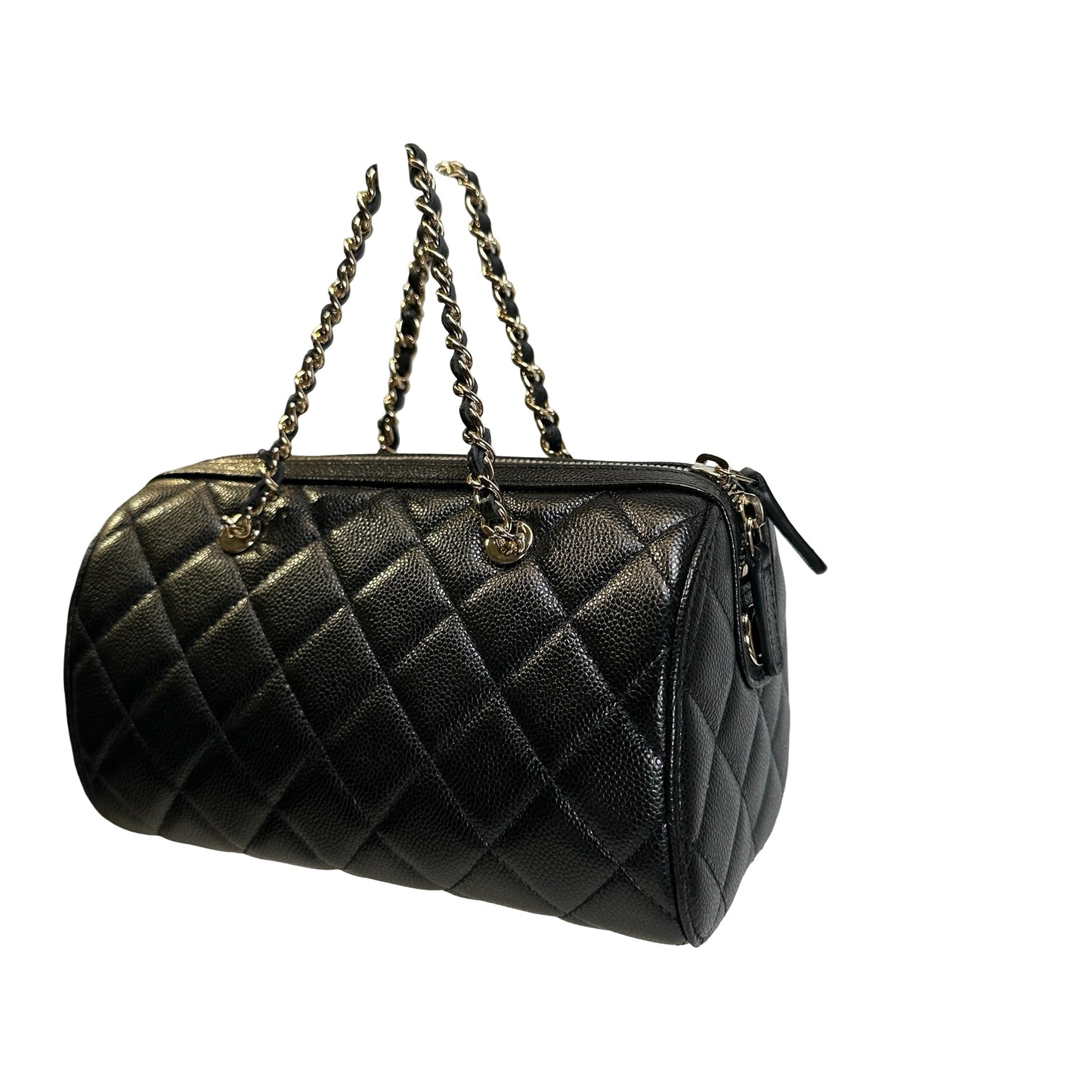 Used CHANEL Quilted Caviar leather Caviar Vanity Case Vanity case Black Gold