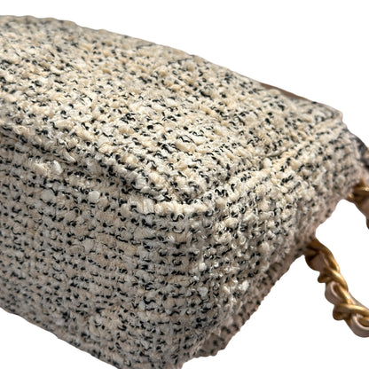Used CHANEL Tweed 19 Small Cross Body Bag GHW Beige White