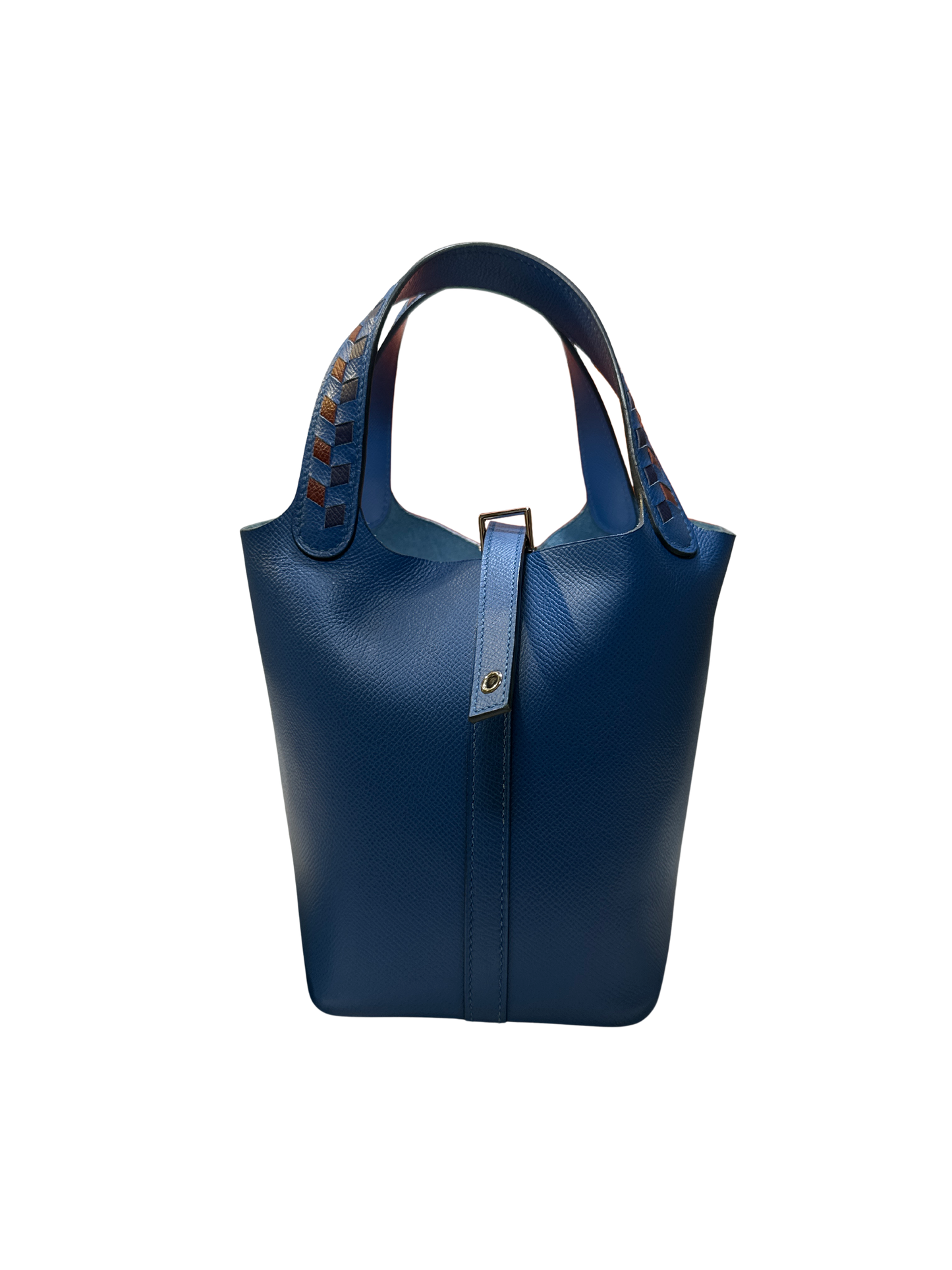 Used HERMES Epsom Picotin Lock Tressage Bucket Bag Blue PHW