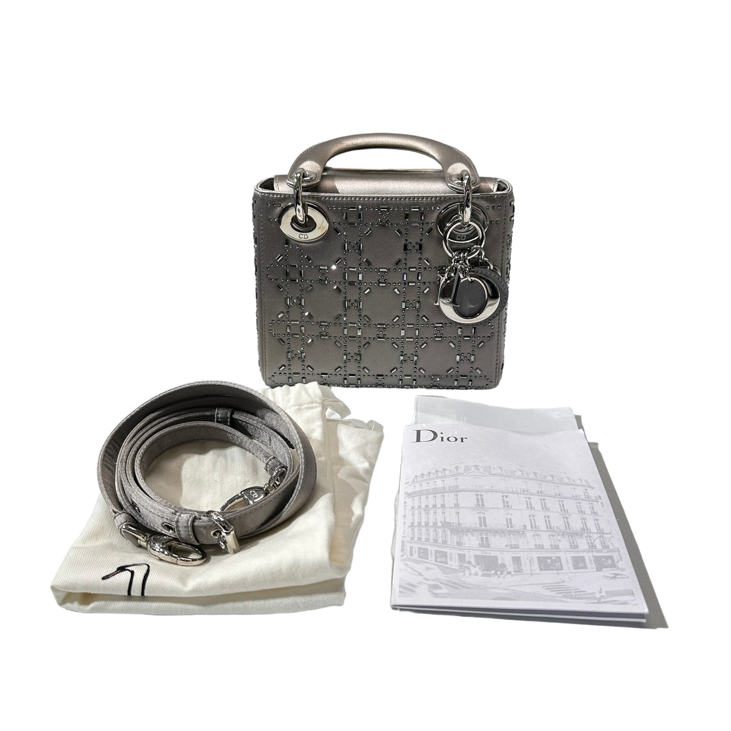 Used DIOR Mini Lady Dior Handbag Silver