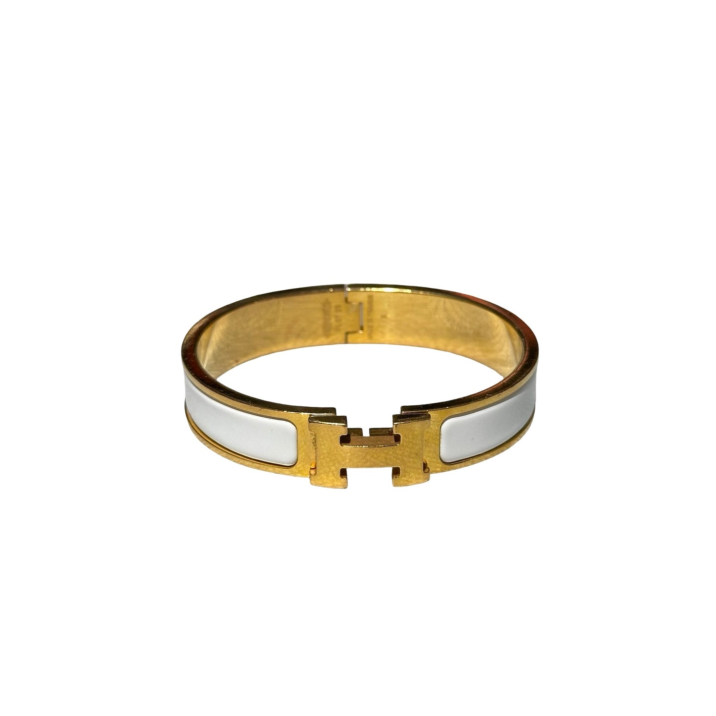 Used HERMÈS Mini Clic Kelly Bracelet Accessories White GHW