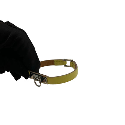 Used HERMÈS Leather Rivale Mini BRACELET Yellow