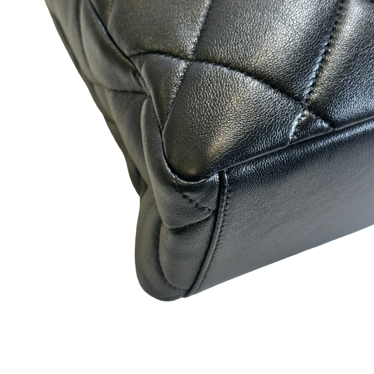 Used CHANEL Quilted Calfskin Hobo Bag Hobo Bag Black Gold