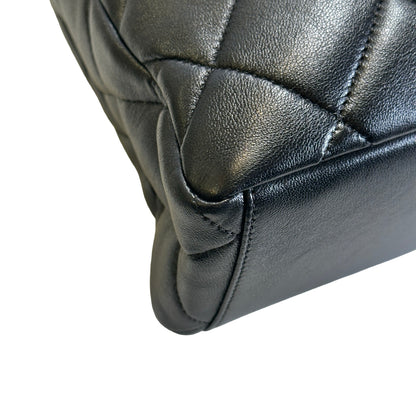 Used CHANEL Quilted Calfskin Hobo Bag Hobo Bag Black Gold