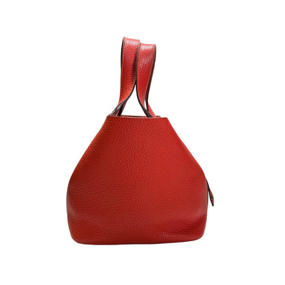 Used HERMES Calfskin Leather Picotin Clutch Pink