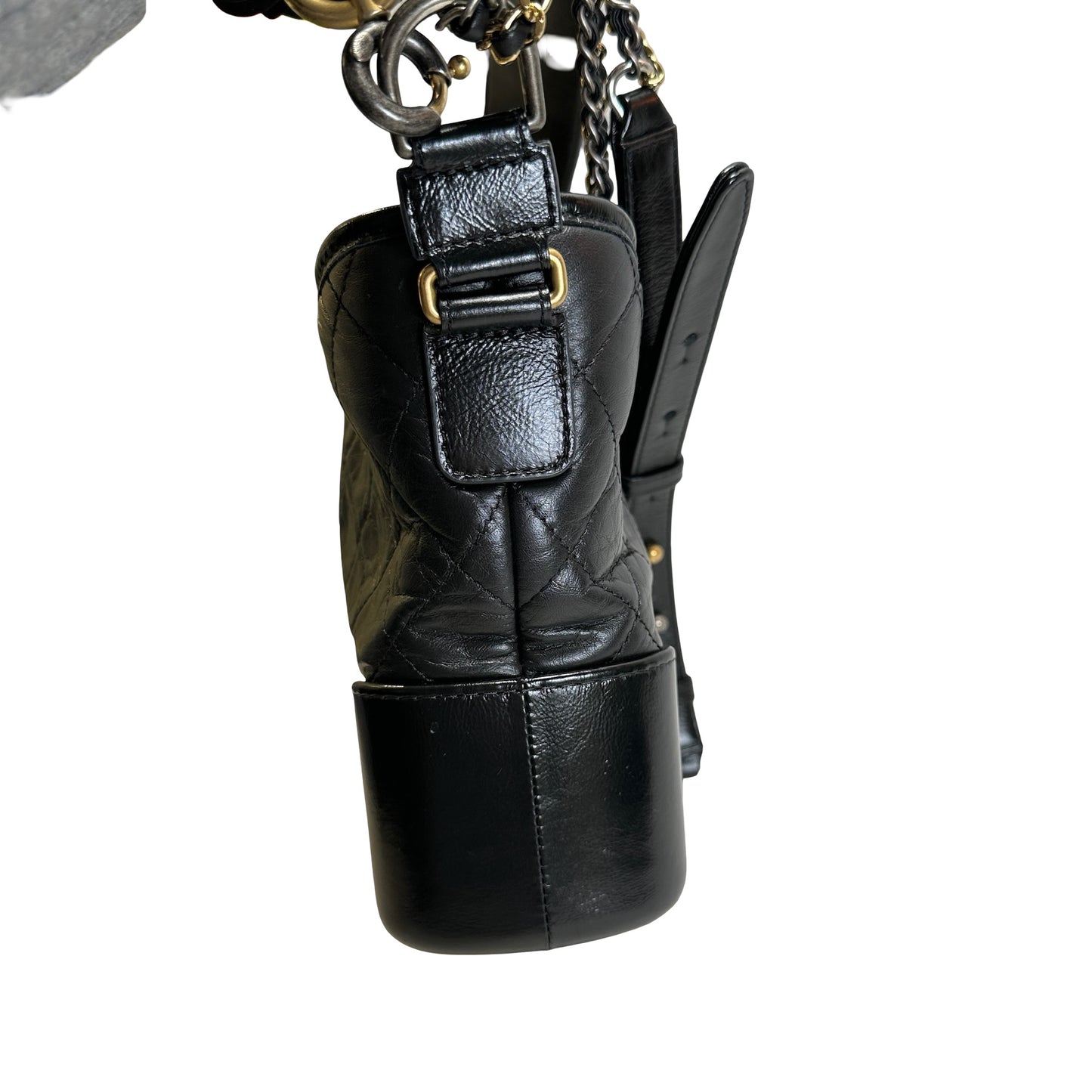 Used CHANEL Quilted Calfskin Gabrielle Hobo Shoulder Bag Black