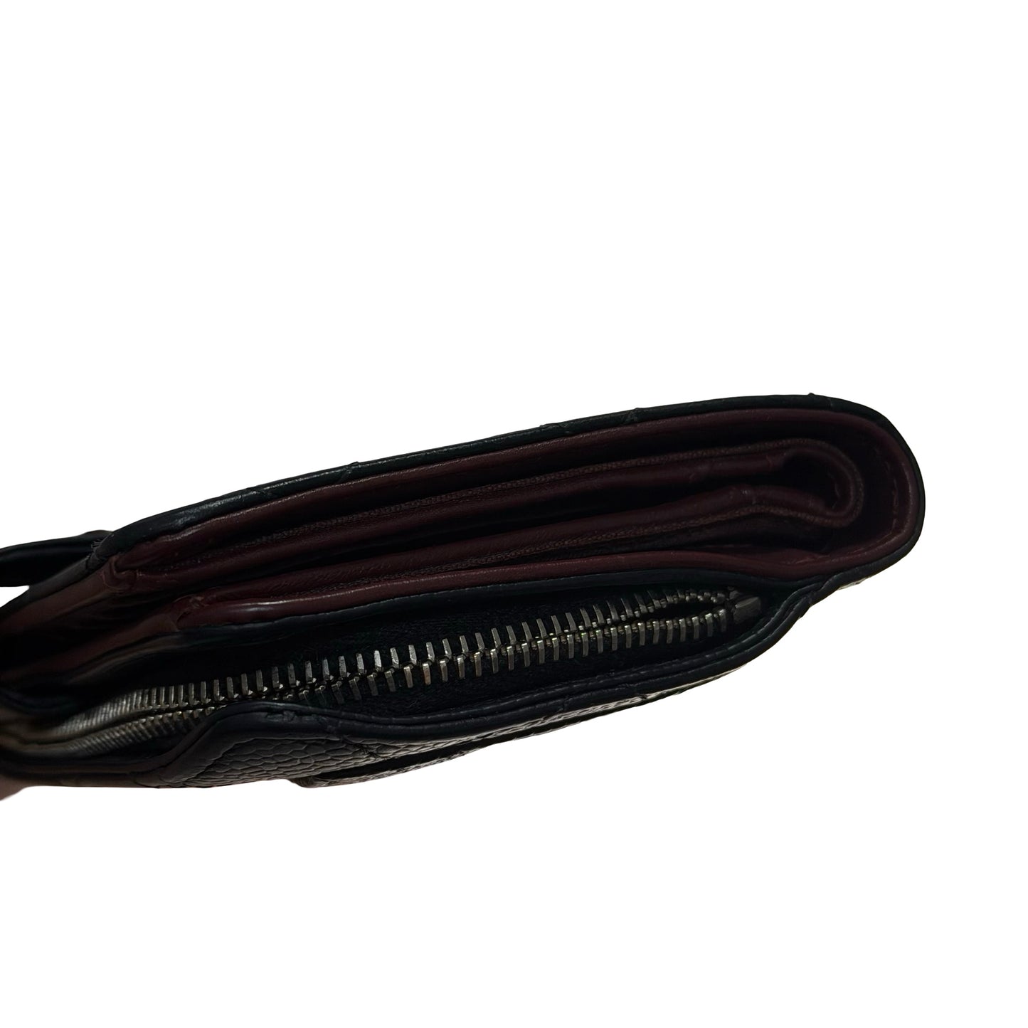 Used CHANEL Calfskin Leather Wallet Black PHW