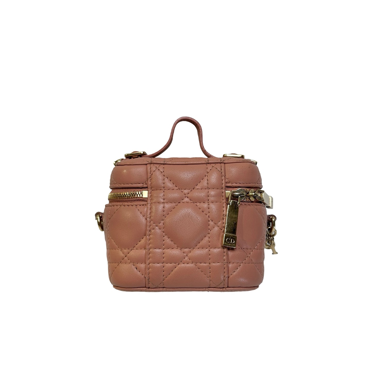 Used DIOR Cannage Cannage Vanity case Pink，GHW