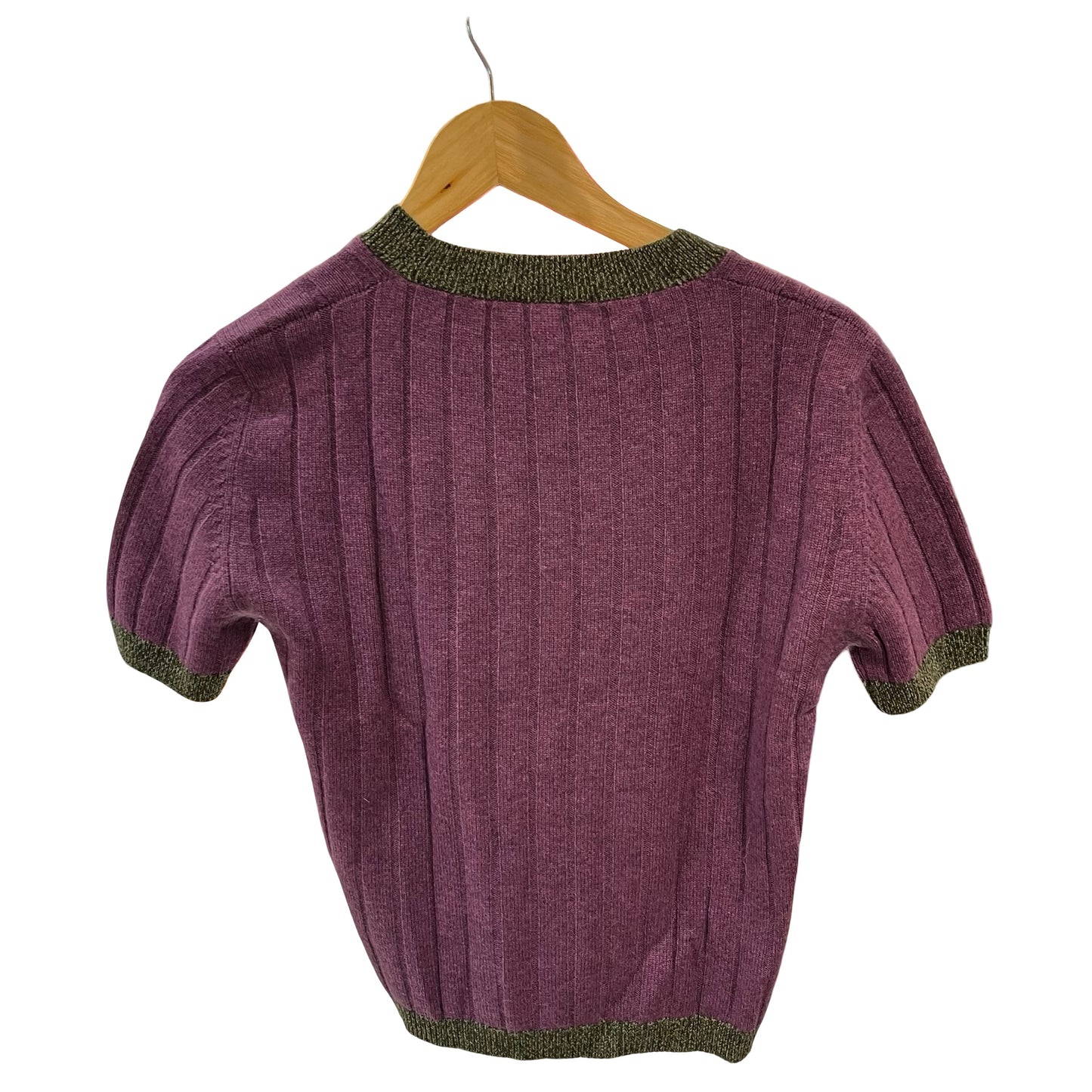 Used CHANEL Cashmere Knit Top Set Clothes Purple Green