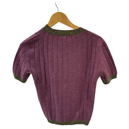 Used CHANEL Cashmere Knit Top Set Clothes Purple Green