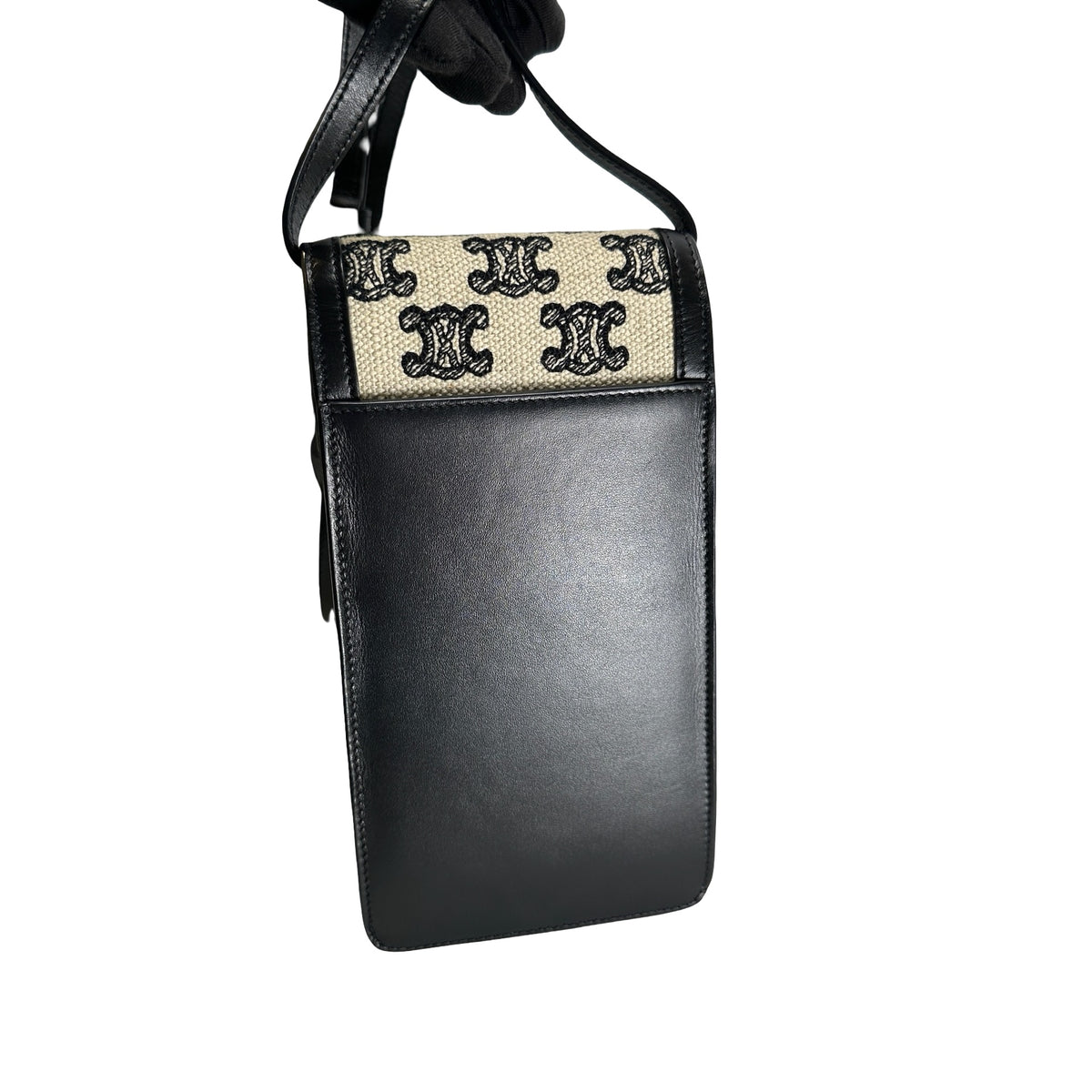 Used CELINE Triomphe Triomphe Phone Bag Beige Black