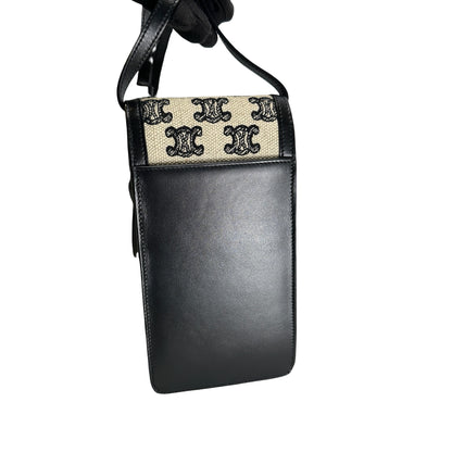 Used CELINE Triomphe Triomphe Phone Bag Beige Black