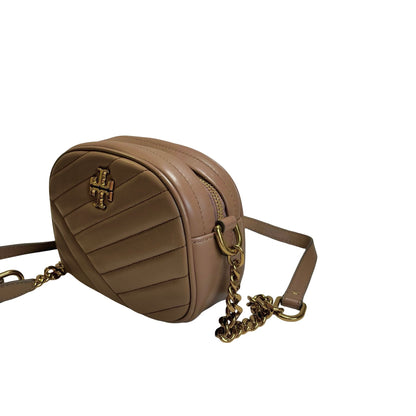 Used TORY BURCH Chevron Leather Kira Chevron Cross body bag Taupe Gold