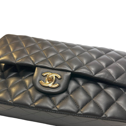 Used CHANEL Lambskin CF 25 Clambskin Chain Shoulder Bag Black