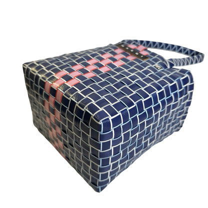 Used MARNI Woven Market Bag Tote Bag Blue Pink White