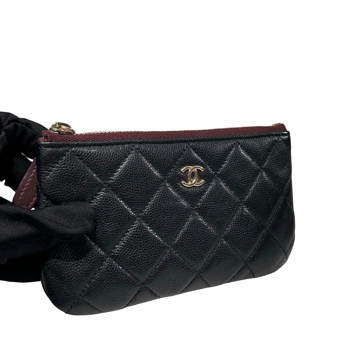 Used CHANEL Lambskin Leather POUCH Wallet Black