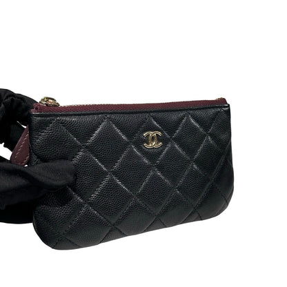 Used CHANEL Lambskin Leather POUCH Wallet Black