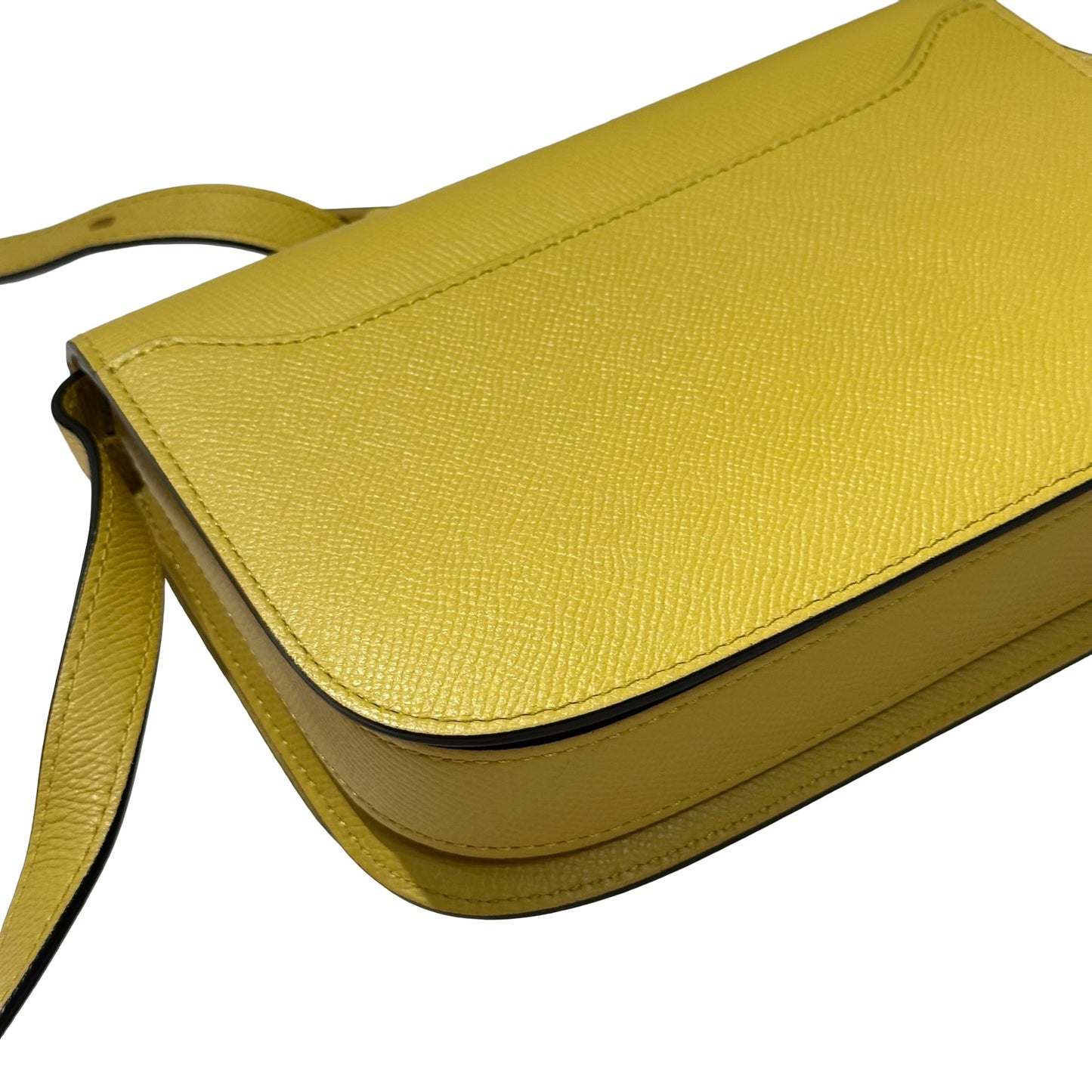Used DELVAUX Alpina Calf Lingot Small Cross Body Bag Yellow PHW