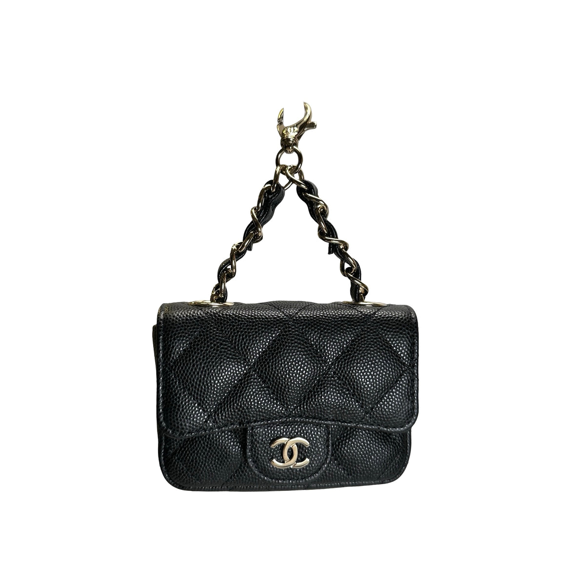 Used CHANEL Quilted Caviar Mini Flap Bag Mini Bag Black Gold Hardware