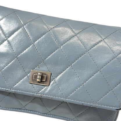 Used Chanel Shiny Calfskin WOC Cross Body Bag Baby Blue PHW