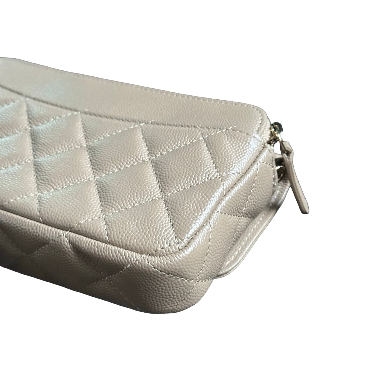 Used CHANEL Quilted Lambskin Flap Bag Handbag Beige GHW