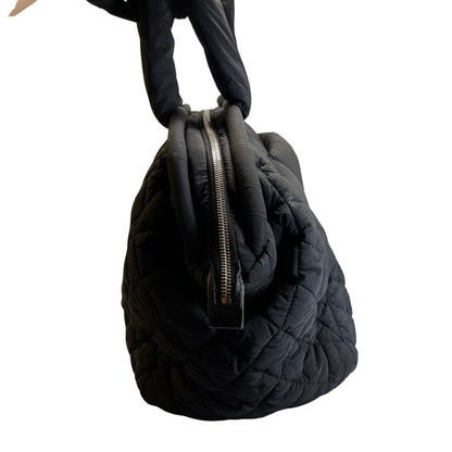Used CHANEL Quilted Nylon Coco Cocoon Travel Bag Black PHW
