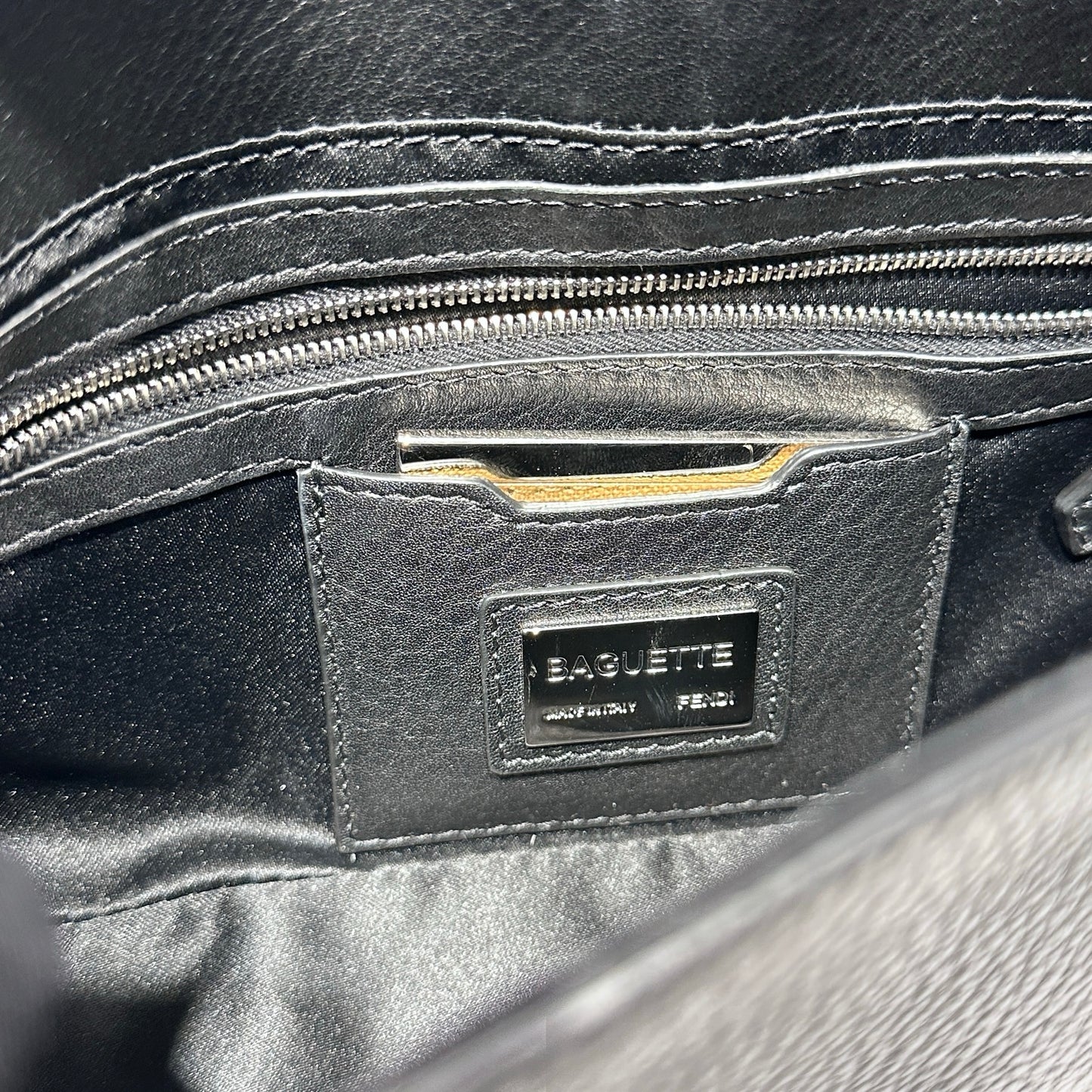 Used FENDI Crystal Shoulder Bag Black PHW