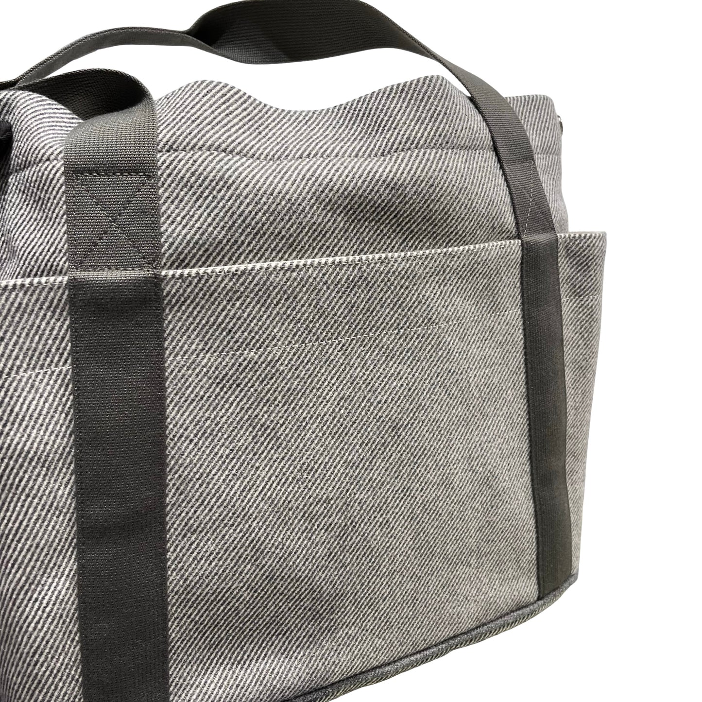 Used HERMES Canvas Animaux Nattes Nappy Bag Tote Bag Grey