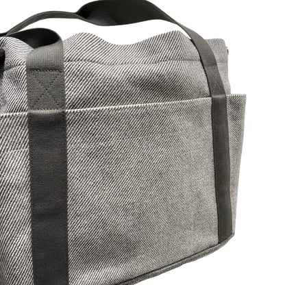 Used HERMES Canvas Animaux Nattes Nappy Bag Tote Bag Grey
