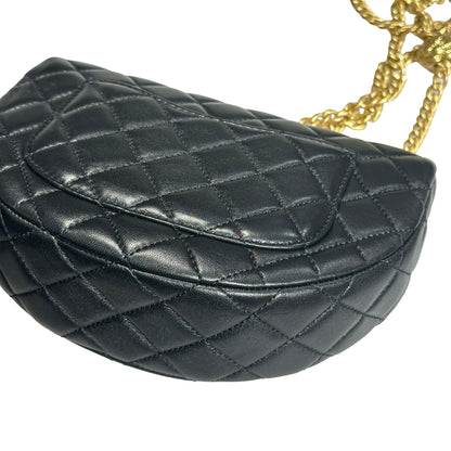 New CHANEL Lambskin Leather New CHANEL Lambskin Leather Hobo with Camellia Chain Shoulder Chain Shoulder Bag Black GHW