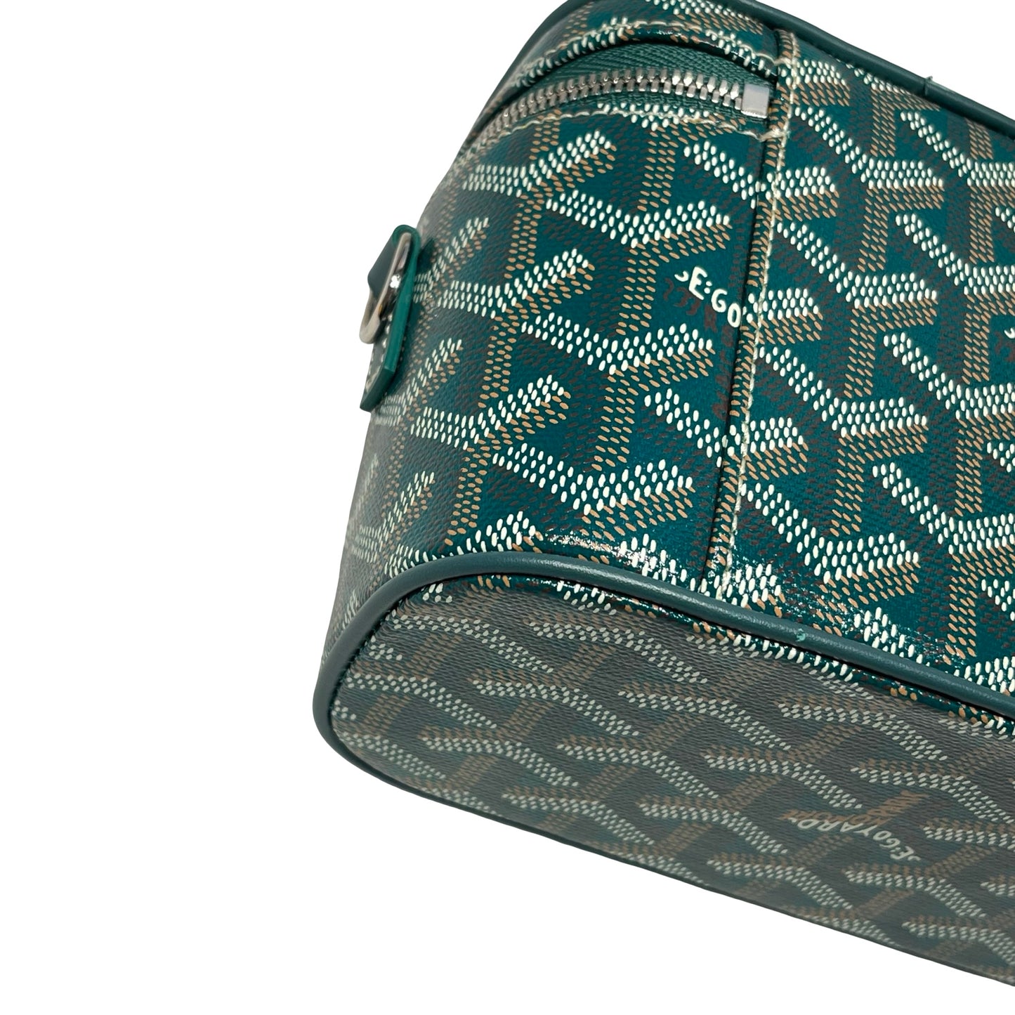 Used GOYARD Canvas Vanity Case Cross Body Bag Green PHW
