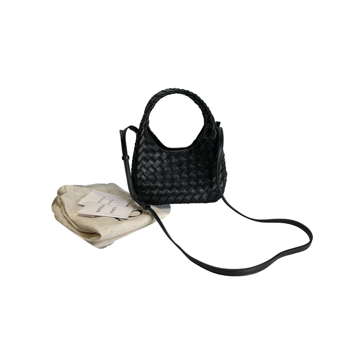 Used BOTTEGA VENETA Intrecciato Leather Jodie Handbag Black