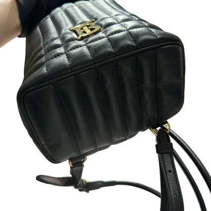 Used BURBERRY Quilted Leather Lola Bucket Bag Black Gold