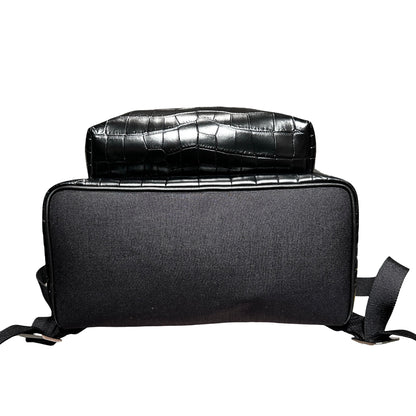 Used SAINT LAURENT Crocodile-Embossed Saint Laurent City Backpack PHW Black