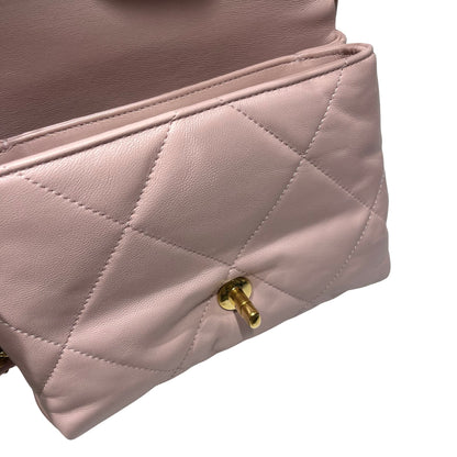 Used CHANEL Lambskin Leather Cross Body Bag Pink GHW