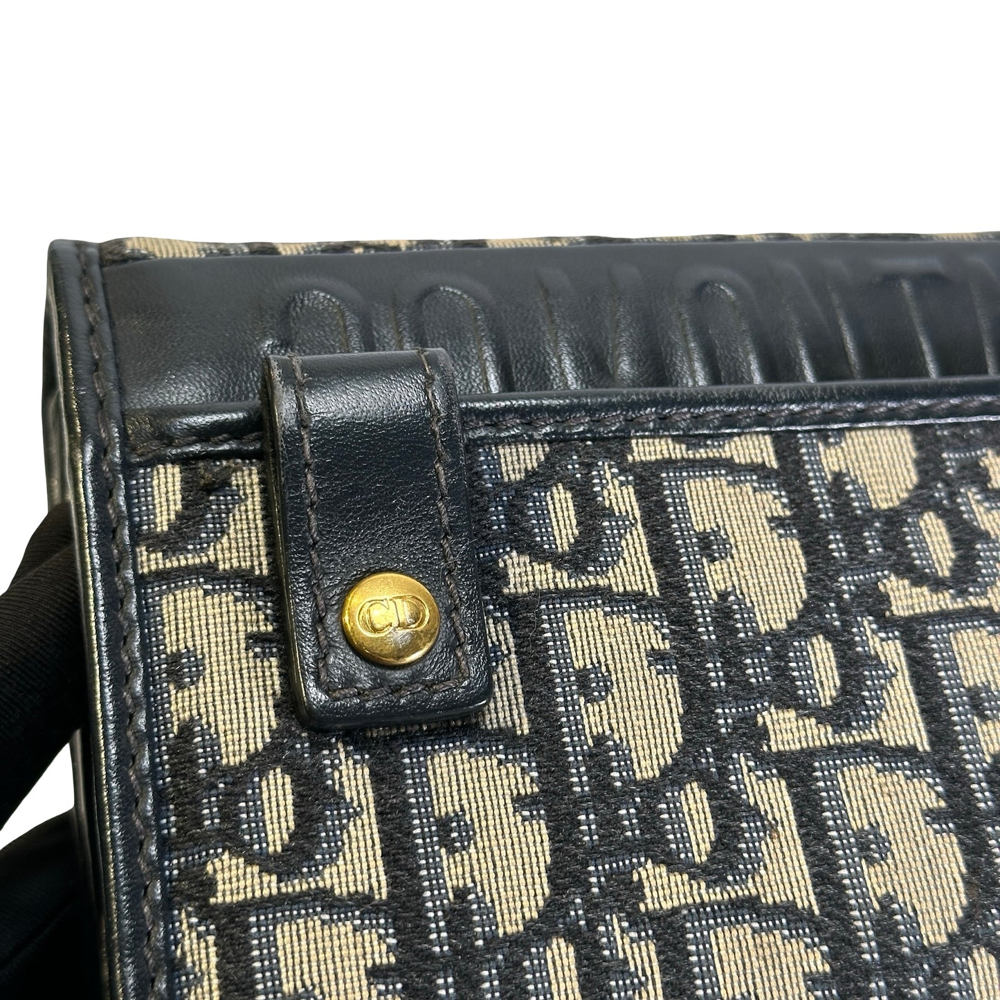 Used DIOR Dior Oblique Oblique Cross body bag Blue Beige Black GHW