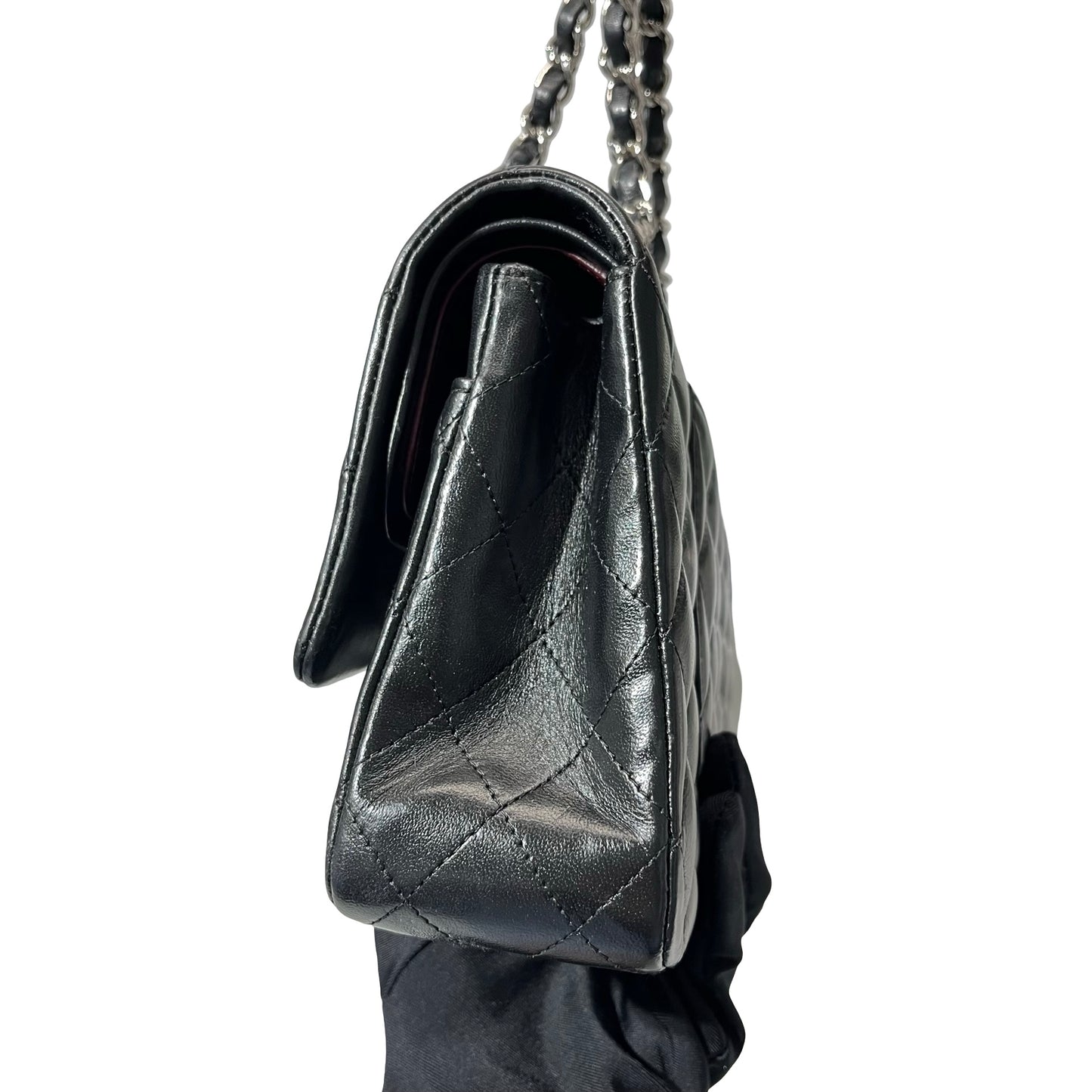 Used CHANEL Lambskin Leather CF 25 Shoulder Bag Black PHW