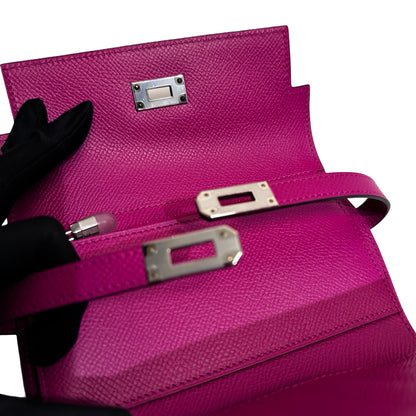 Used HERMÈS Leather Long Wallet Wallet Rose Red