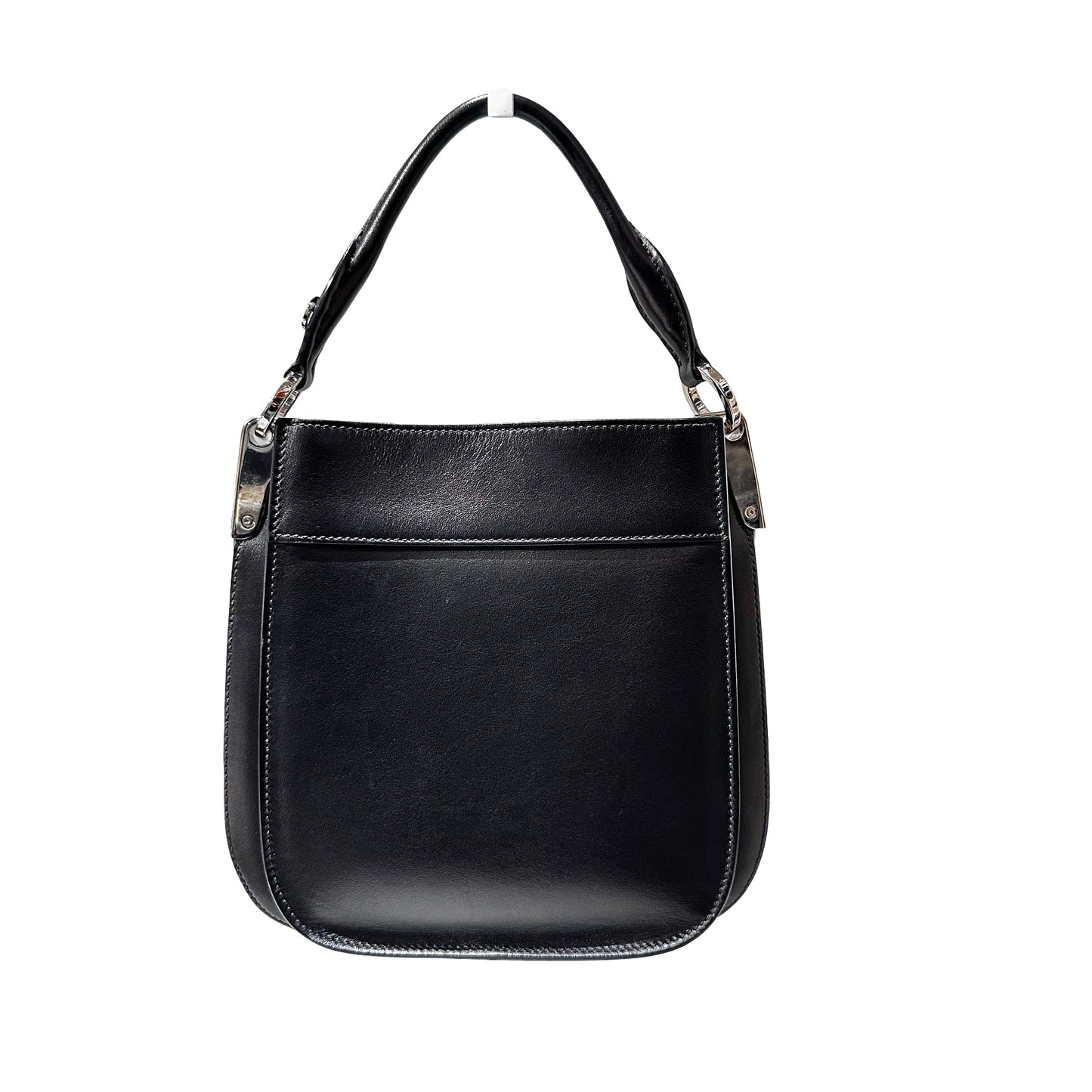 Used PRADA Calfskin Leather Margit Small Two Way Shoulder Bag Black PHW
