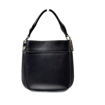 Used PRADA Calfskin Leather Margit Small Two Way Shoulder Bag Black PHW