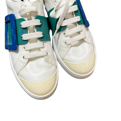 Used ROGER VIVIER Used Roger Vivier Viv Skate Sneakers Shoes Shoes White Blue Green