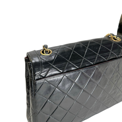 Used CHANEL Quilted Quilted Classic Flap Bag Shoulder Bag Black Gold
