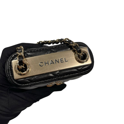 Used CHANEL Lambskin Leather Cross Body Bag Black GHW