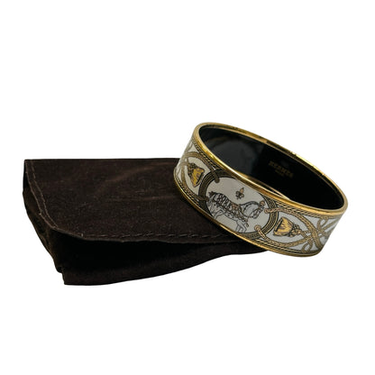 Used HERMES Enamel Enamel Bangle BRACELET Gold White