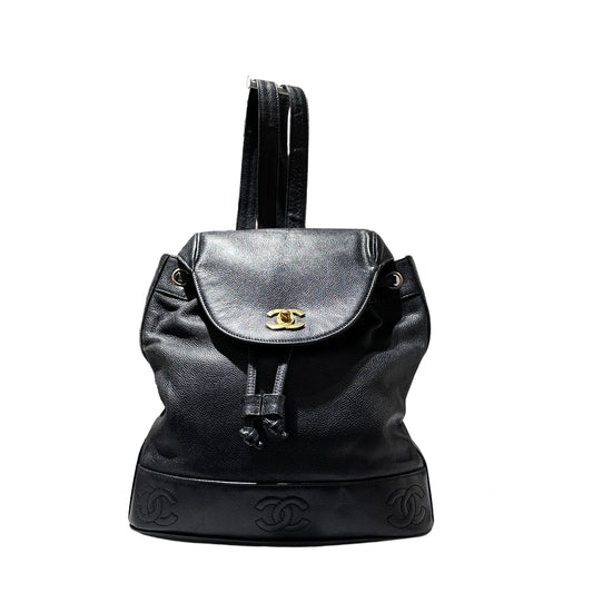 Used CHANEL Backpack Black GHW