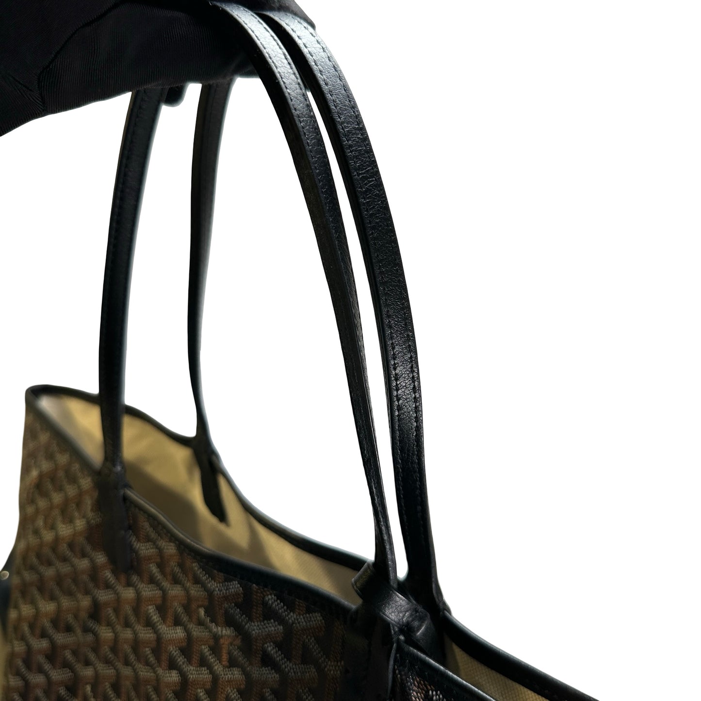 Used GOYARD Goyardine Saint Louis Tote Bag Black GHW