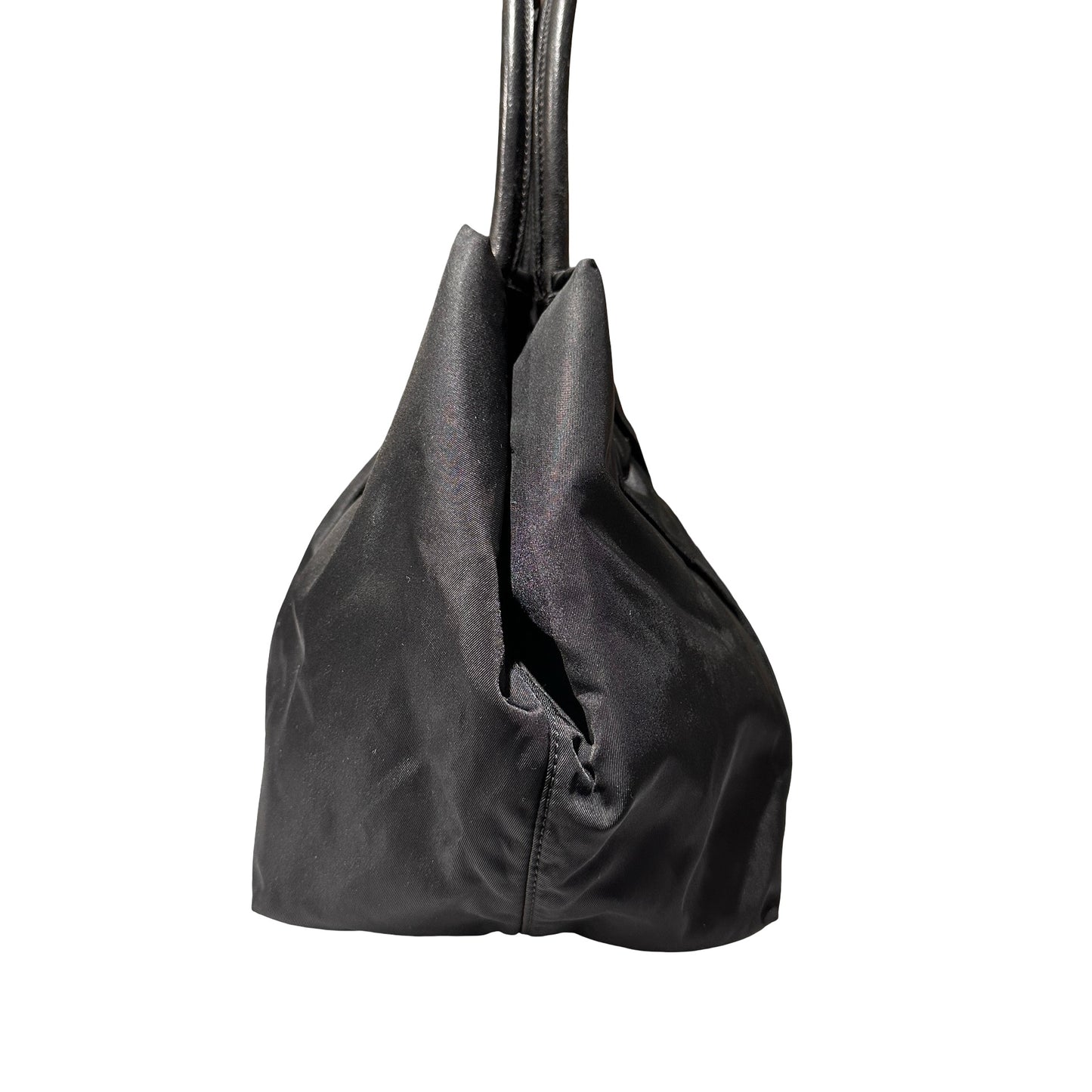 Used PRADA Nylon RIBBON Handbag Black GHW