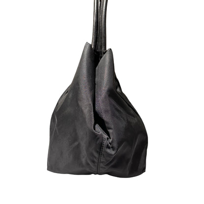 Used PRADA Nylon RIBBON Handbag Black GHW